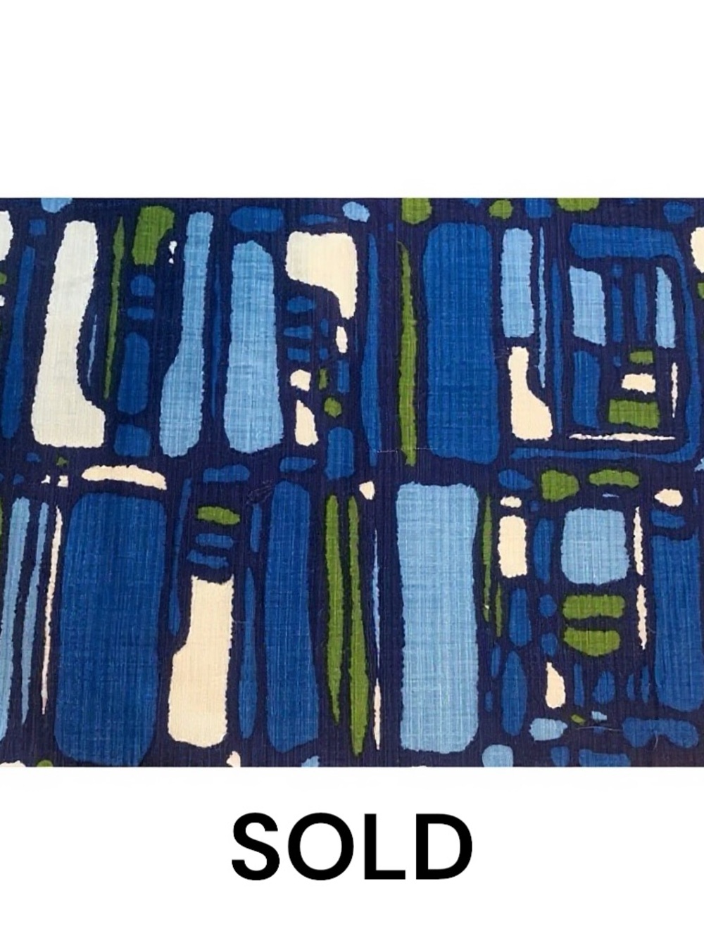 Vintage MCM Fabric 3yds Fifth Avenue Designs Blue Green Atomic Geometric 1960’s